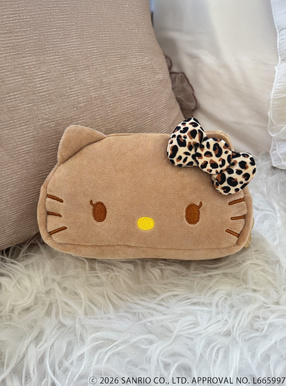 サンリオキャラクターズコラボ　レオパード柄日焼けハローキティフェイスポーチ