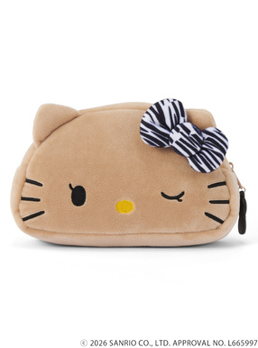 サンリオキャラクターズコラボ　ゼブラ柄日焼けハローキティフェイスポーチ