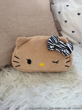 サンリオキャラクターズコラボ　ゼブラ柄日焼けハローキティフェイスポーチ