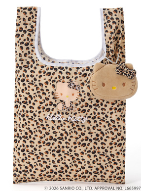 サンリオキャラクターズコラボ　レオパード柄日焼けハローキティミニポーチ付きエコバッグ
