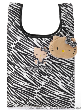 サンリオキャラクターズコラボ　ゼブラ柄日焼けハローキティミニポーチ付きエコバッグ