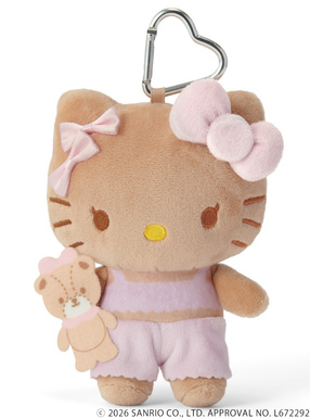 サンリオキャラクターズコラボ　ダブルピンクリボン付き日焼けハローキティマスコット