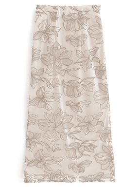 花柄チュールバックスリットナロースカート