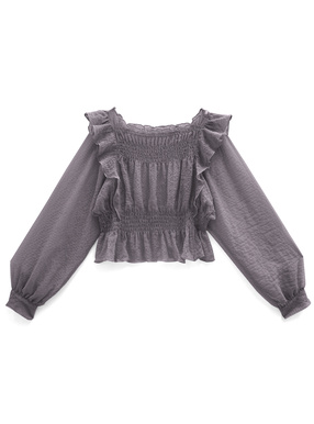 チェック柄シアーシャーリングブラウス