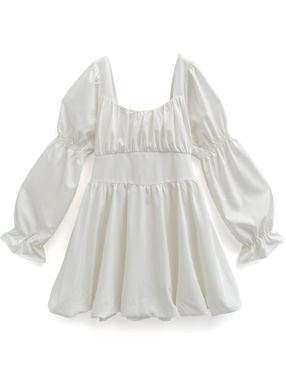 ウエストリボンギャザーバルーンミニワンピース