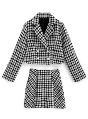 ラメツイードジャケット×ミニスカートセットアップ