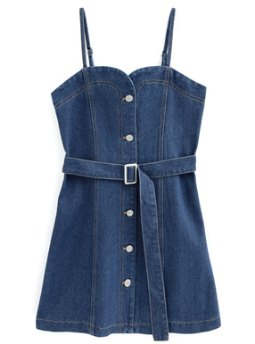 ベルト付きデニムキャミソールワンピース
