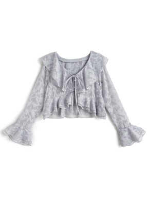 ジャガード花柄フリルボレロ