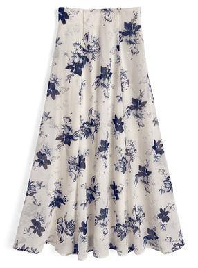 シフォン花柄フレアスカート