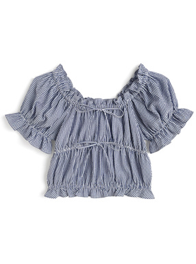 2Wayストライプ柄オフショルダーブラウス