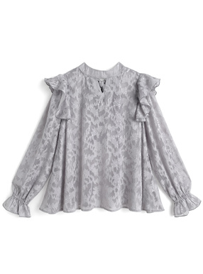 前後2Wayリボンタイジャガードブラウス