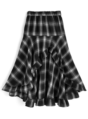 チェックス柄フリルフィッシュテールスカート