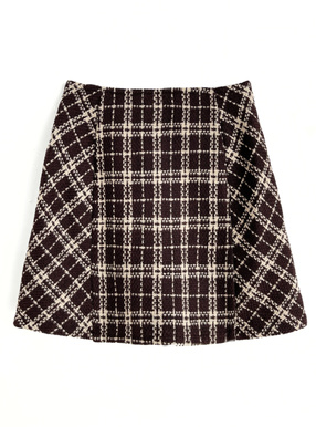 インパン裏地付きツイードチェックミニスカート