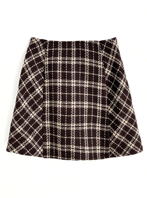インパン裏地付きツイードチェックミニスカート