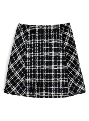 インパン裏地付きツイードチェックミニスカート