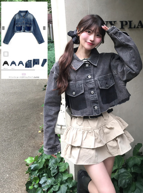 フリンジショート丈デニムブルゾン
