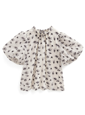 花柄シアーバルーンスリーブブラウス