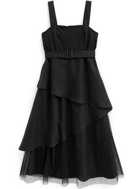 ベルト付きチュールレイヤードジャンパースカート