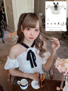 2Way花柄ふくれリボンブラウス