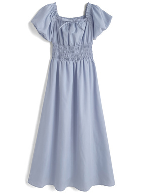 2wayシャーリングロングフレアワンピース