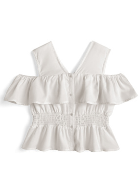 オープンショルダーペプラムブラウス