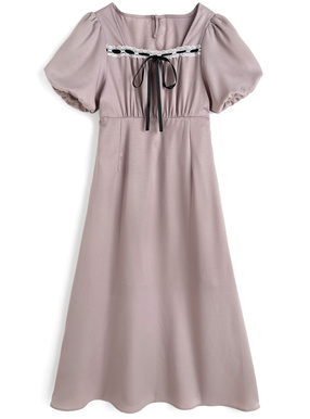 配色リボンレースワンピース