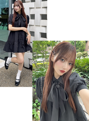 リボンタイシャツミニワンピース