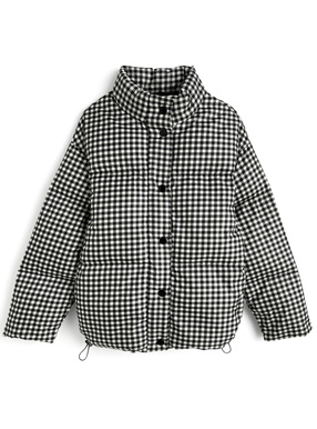 ギンガムチェック柄ダウンジャケット