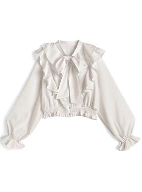 ラッフルボウタイブラウス