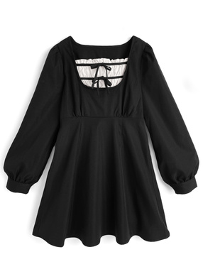 レイヤード風ダブルリボンミニワンピース