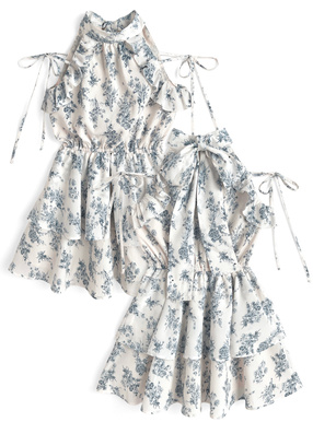 花柄アメスリティアードミニワンピース