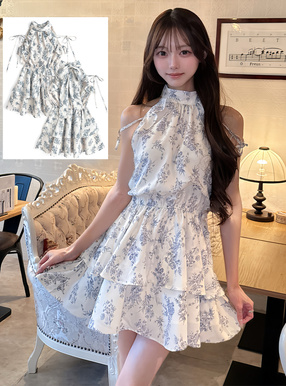 花柄アメスリティアードミニワンピース