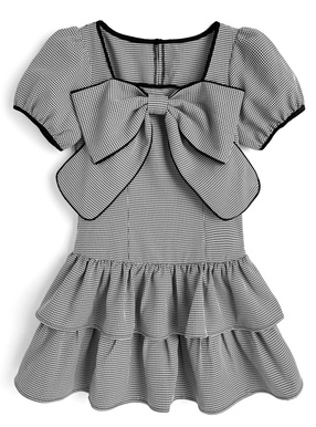 千鳥柄ビッグリボンティアードミニワンピース