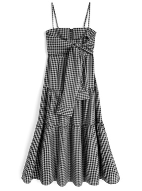 チェック柄シャツデザインキャミソールワンピース