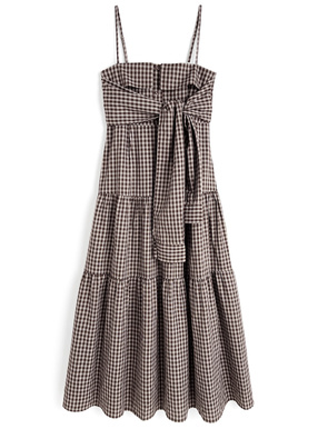 チェック柄シャツデザインキャミソールワンピース