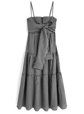 チェック柄シャツデザインキャミソールワンピース