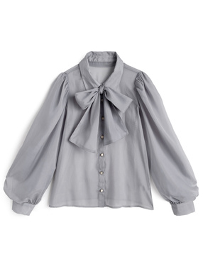 リボン付きシアーブラウス