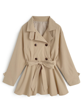 襟2Wayリボンベルト付きトレンチコート