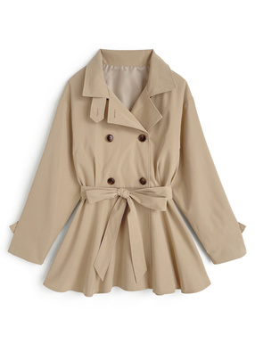 襟2Wayリボンベルト付きトレンチコート