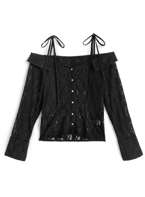 ショルダーリボンオフショルレーストップス