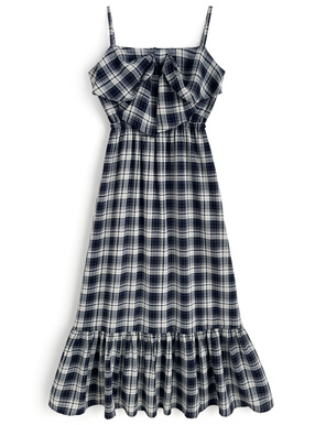 チェック柄ビッグリボンキャミソールワンピース