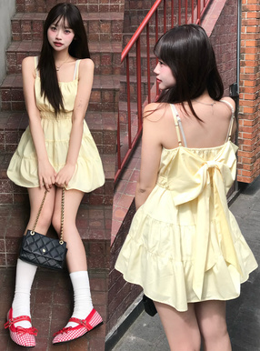 バックリボンキャミソールミニワンピース