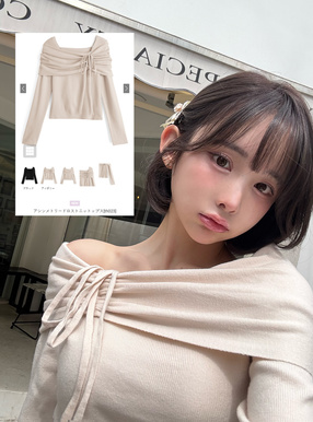 アシンメトリードロストニットップス