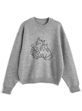 キャットニットトップス