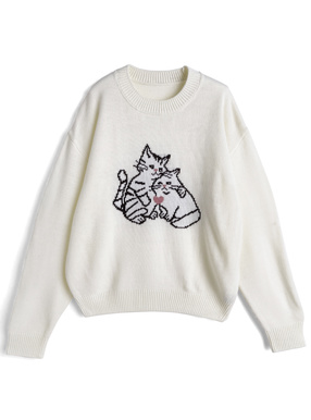 キャットニットトップス