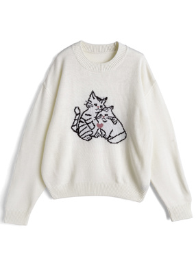 キャットニットトップス