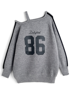 配色ラインナンバーロゴワンショルダーニットトップス