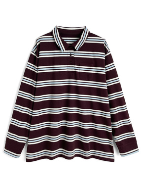 ボーダー柄ポロトップス