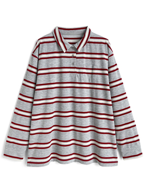 ボーダー柄ポロトップス