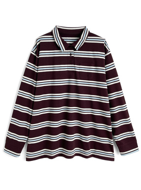 ボーダー柄ポロトップス